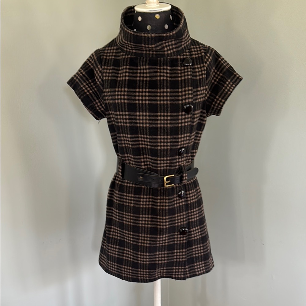 Plaid Short Sleeve Belted Dress